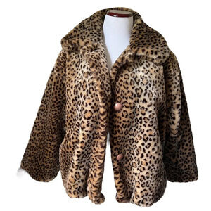 Vintage Kristin Blake Leopard Faux Fur Coat, size small